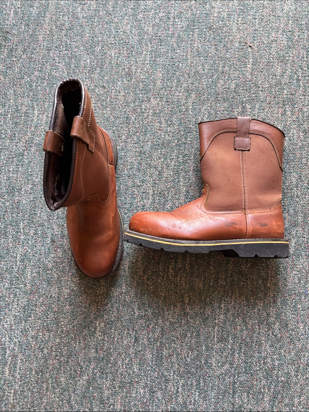 Men's Brown Leather Pull-On Work Boots